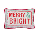 Merry & Bright Embroidered Needlepoint Christmas Throw Pillow, 8x12 inch, closer view of the throw pillow