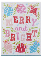 Merry Bright with Pom Pom Christmas Kitchen Towel, 18x25 inch, front view