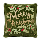 Merry Christmas Embroidered Throw Pillow, 16x16 inch, front view