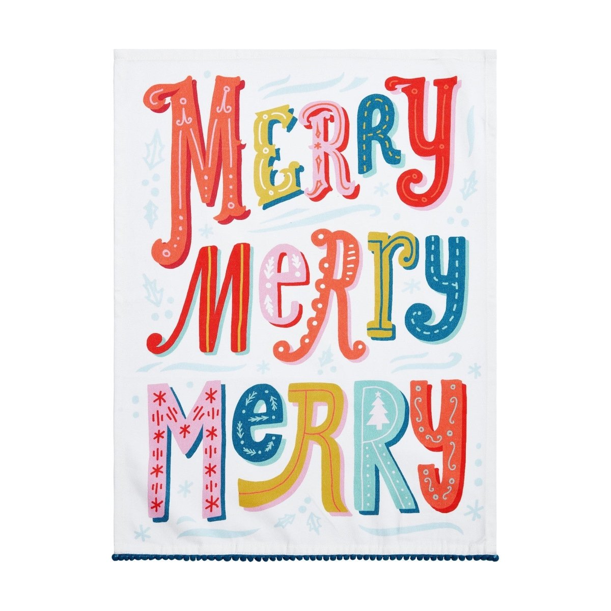 Merry Merry Christmas Kitchen Towel, 18x25 inch, front view