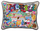 Mexico City Culture hand-embroidered throw pillow with rustic lodge-style design