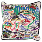 Minnesota State North Star hand-embroidered throw pillow showcasing iconic landmarks