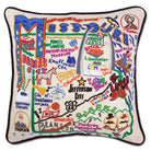 Missouri State Gateway hand-embroidered throw pillow showcasing iconic landmarks