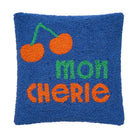 Mon Cherie Hooked Wool Throw Pillow, 14x14 inch, front view