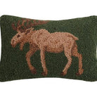 Moose Hooked Wool Throw Pillow, close-up detail
