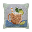 Moscow Mule Hooked Wool Throw Pillow, 16x16 inch, front view