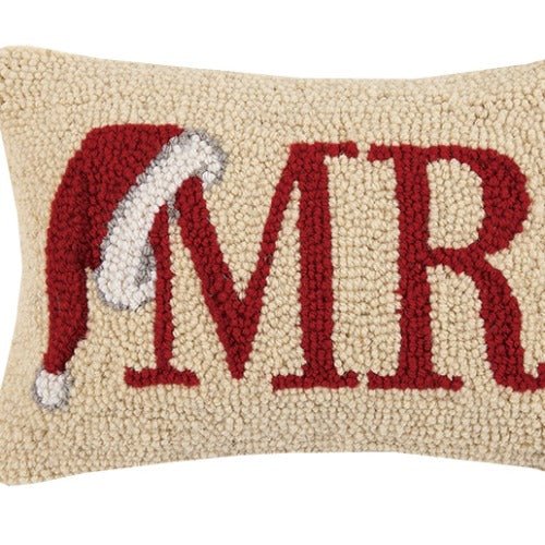 Mr Hooked Wool Christmas Throw Pillow, close-up detail