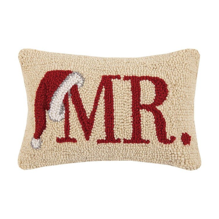 Mr Hooked Wool Christmas Throw Pillow, 8x12 inch, front view