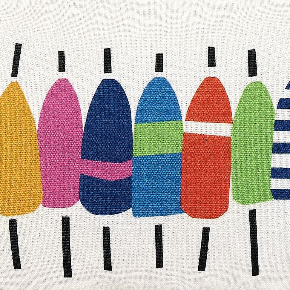 Multi Colored Buoy Printed Throw Pillow, close-up detail