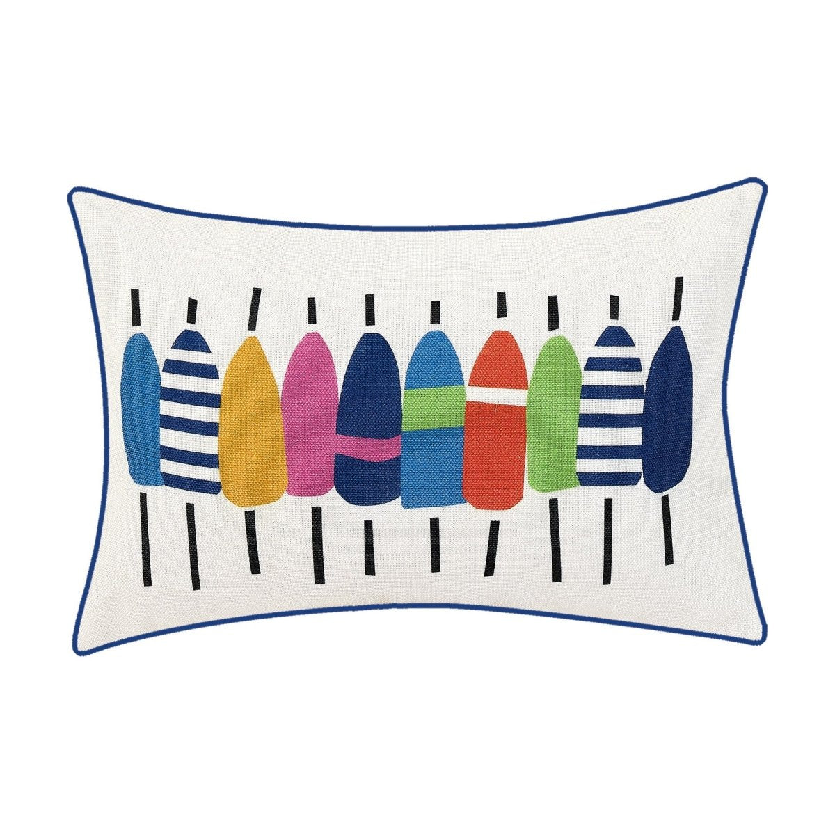 Multi Colored Buoy Printed Throw Pillow, 12x20 inch, front view