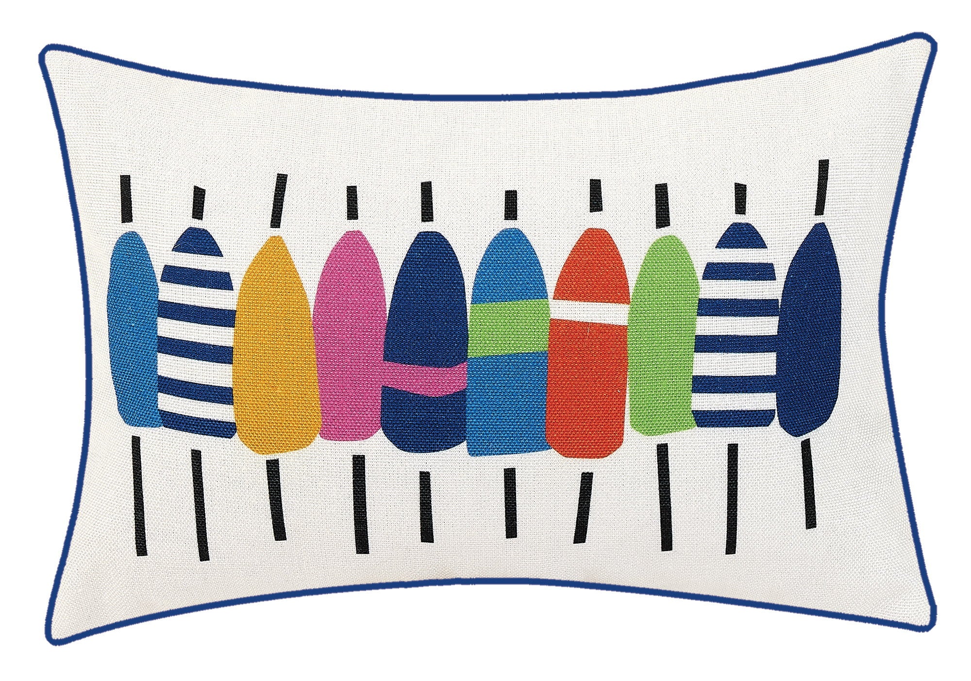 Multi Colored Buoy Printed Throw Pillow, 12x20 inch, front view