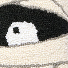 Mummy Face Hooked Wool Halloween Throw Pillow, close-up detail
