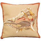 Murex Conch Shell needlepoint throw pillow with nautical coastal motifs