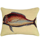 Mutton Fish needlepoint throw pillow with nautical coastal motifs