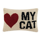 My Heart Cat Hooked Wool Throw Pillow, 8x12 inch, front view