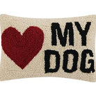 My Heart Dog Hooked Wool Throw Pillow, close-up detail