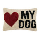 My Heart Dog Hooked Wool Throw Pillow, 8x12 inch, front view
