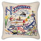 Nantucket Classic hand-embroidered throw pillow with artisan decorative design