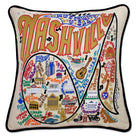 Nashville, TN Music City hand-embroidered throw pillow with artisan decorative design