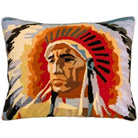 Native American Chief Southwestern needlepoint throw pillow with artisan decorative design