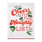 Naughty List with Pom Poms Christmas Kitchen Towel, 18x25 inch, front view