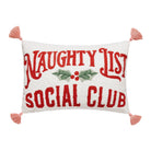 Naughty Social Club Embroidered Christmas Throw Pillow, 12x18 inch, front view