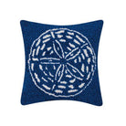 Navy Ground Sand Dollar Hooked Wool Throw Pillow, 10x10 inch, front view