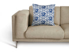 Navy Medallion Digital Printed Throw Pillow, 20x20 inch, closer view of the throw pillow
