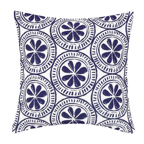 Navy Medallion Digital Printed Throw Pillow, 20x20 inch, front view