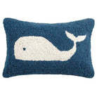 Navy Whale Coastal Wool Hooked Throw Pillow, 8x12 inch, front view