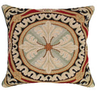 Neogothic Red Medallion needlepoint throw pillow with artisan decorative design