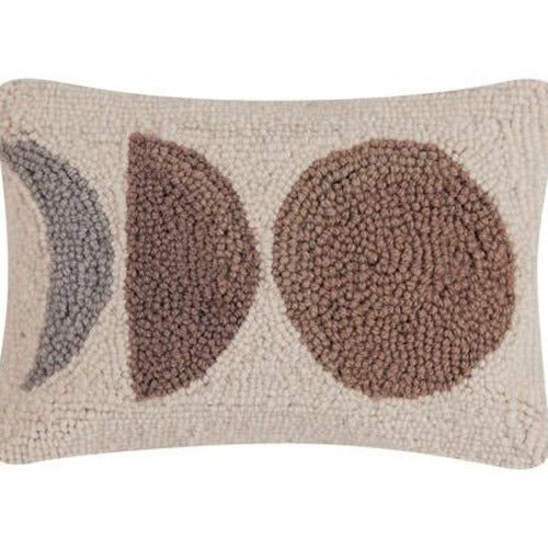 Neutral Moons Hooked Wool Throw Pillow, close-up detail