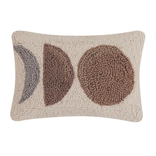 Neutral Moons Hooked Wool Throw Pillow, 8x12 inch, front view