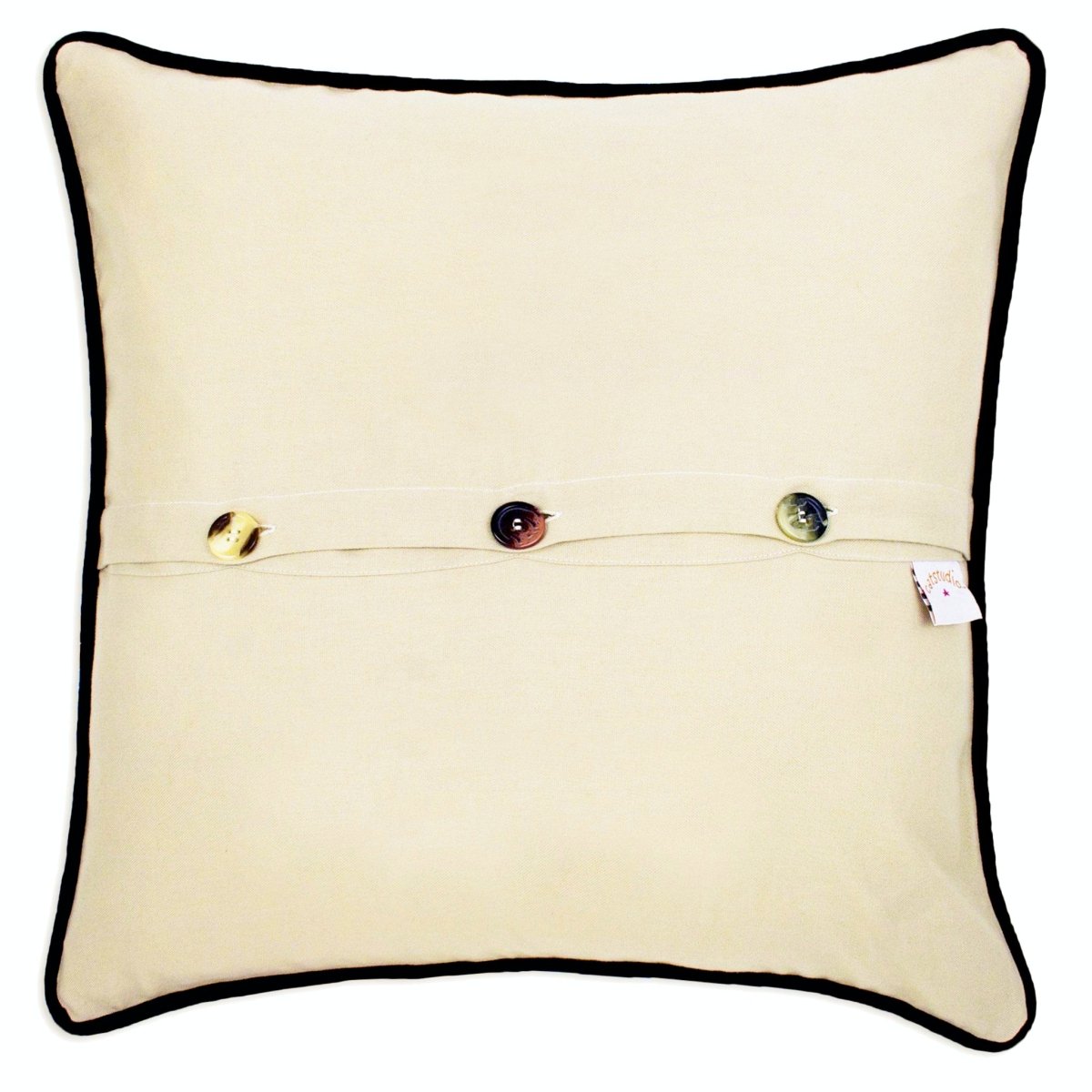 New York, NY Big Apple Embroidered Travel Throw Pillow - back view showing velvet backing and zipper