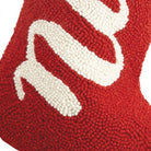 Closeup of Nice Hooked Wool Christmas Stocking showing stitch texture and craftsmanship detail