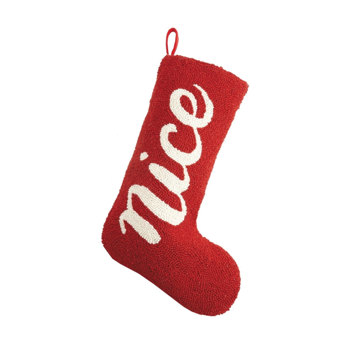 Nice Hooked Wool Christmas Stocking, 12x20 inch, front view