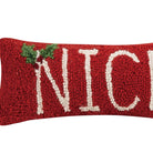 Nice Hooked Wool Christmas Throw Pillow, close-up detail