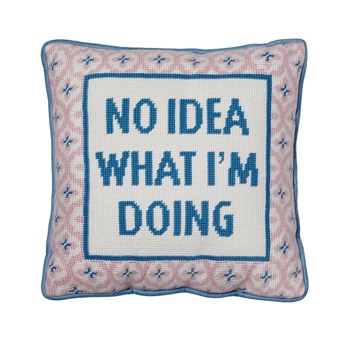 No Idea What I'm Doing Embroidered Needlepoint Throw Pillow, 12x12 inch, front view