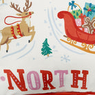 North Pole Printed Christmas Throw Pillow, close-up detail