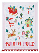 North Pole with Pom Poms Christmas Kitchen Towel, 18x25 inch, front view