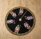 Nutcracker Pageantry Hooked Wool Christmas Tree Skirt styled in a room setting, 52x52 inch