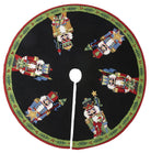 Nutcracker Pageantry Hooked Wool Christmas Tree Skirt, 52x52 inch, front view