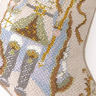 Closeup of Nutcracker Wool Needlepoint Christmas Stocking showing stitch texture and craftsmanship detail