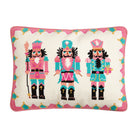 Nutcrackers Embroidered Needlepoint Christmas Throw Pillow, 14x18 inch, front view