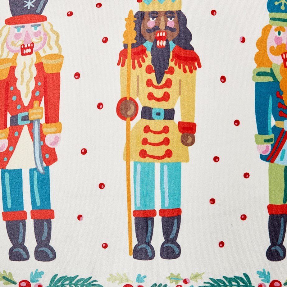 Nutcrackers Printed Christmas Throw Pillow, close-up detail