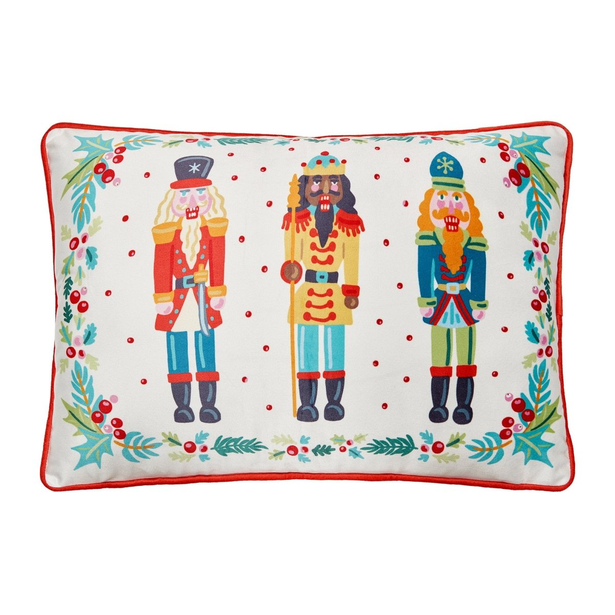 Nutcrackers Printed Christmas Throw Pillow, 14x20 inch, front view