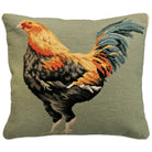 Old English Game Rooster needlepoint throw pillow with artisan decorative design