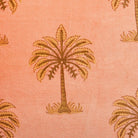 Closeup of Orange Palm Trees Printed Throw Pillow showing print and fabric detail