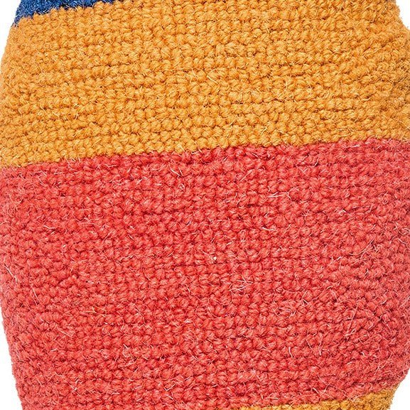 Orange Picket Fish Hooked Wool Throw Pillow, close-up detail
