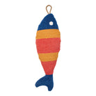 Orange Picket Fish Hooked Wool Throw Pillow, 8x22 inch, front view